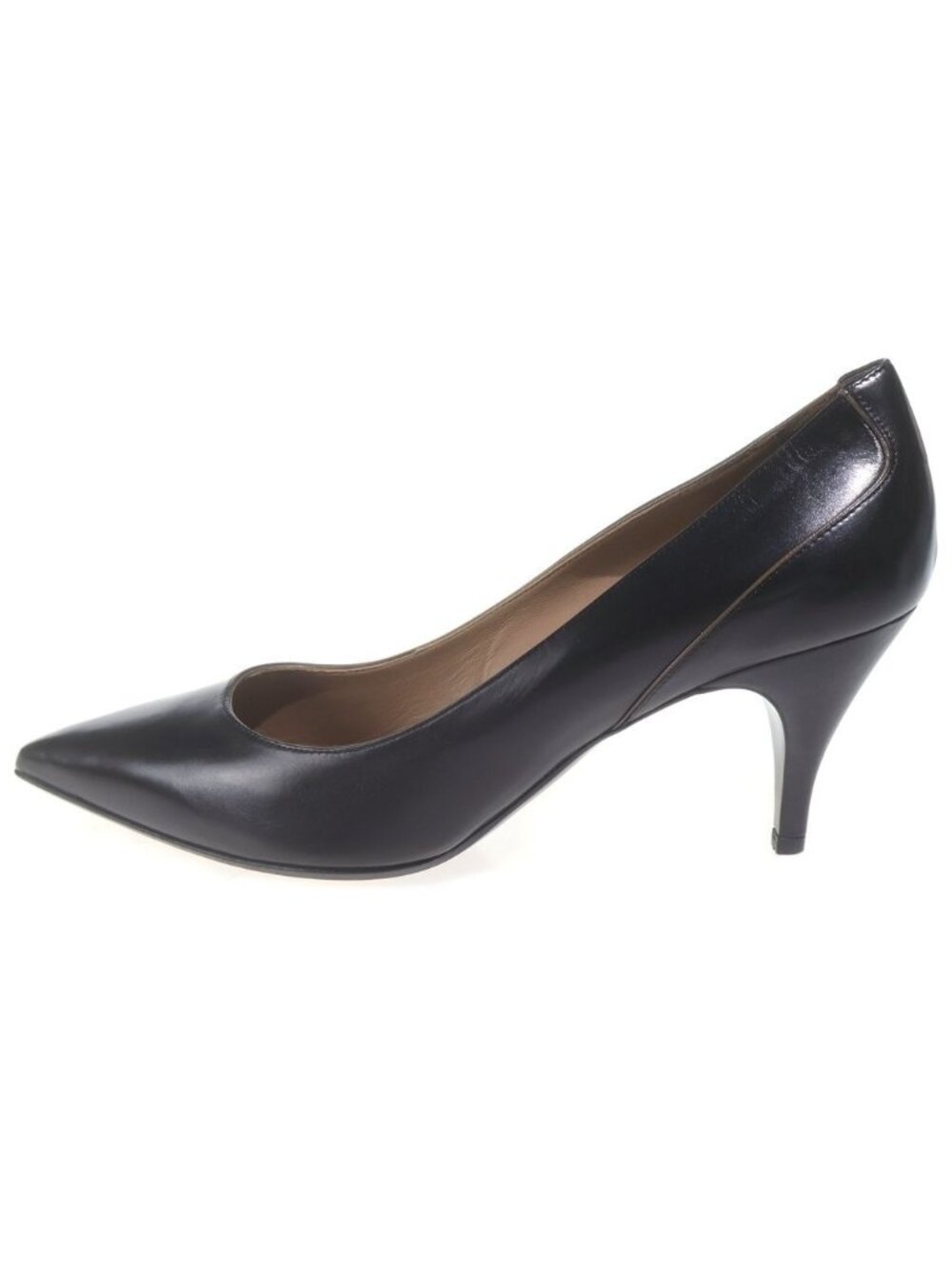 Hermes Pointed Toe Leather Heels Pumps Shoes Black